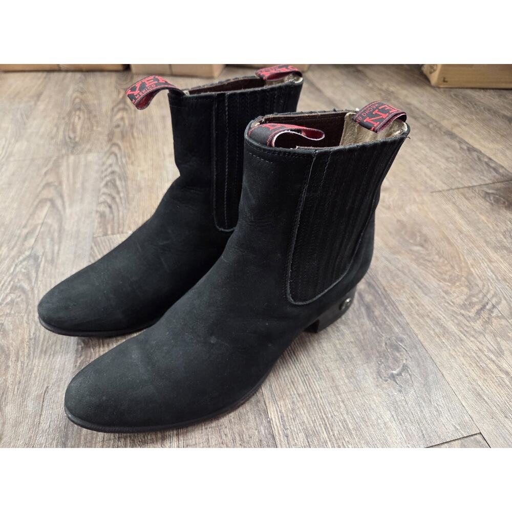 DENVER Western Chelsea Boots Black Suede Leather Rodeo Quality MX27 - US 10